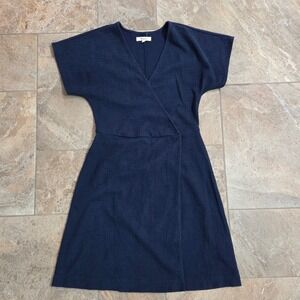 Madewell‎ faux Wrap Dress Navy Blue Short Sleeve Casual Dress XS
